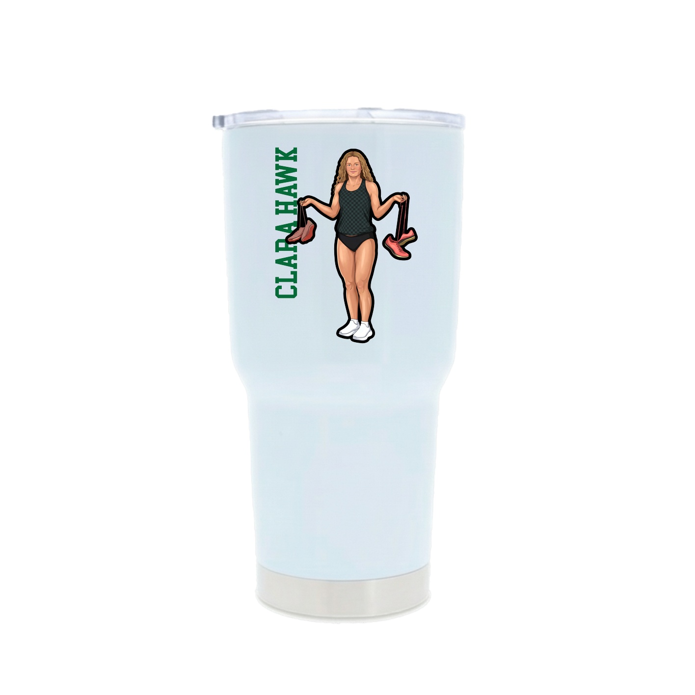 30oz Stainless Steel Tumbler — Name Vertical in White