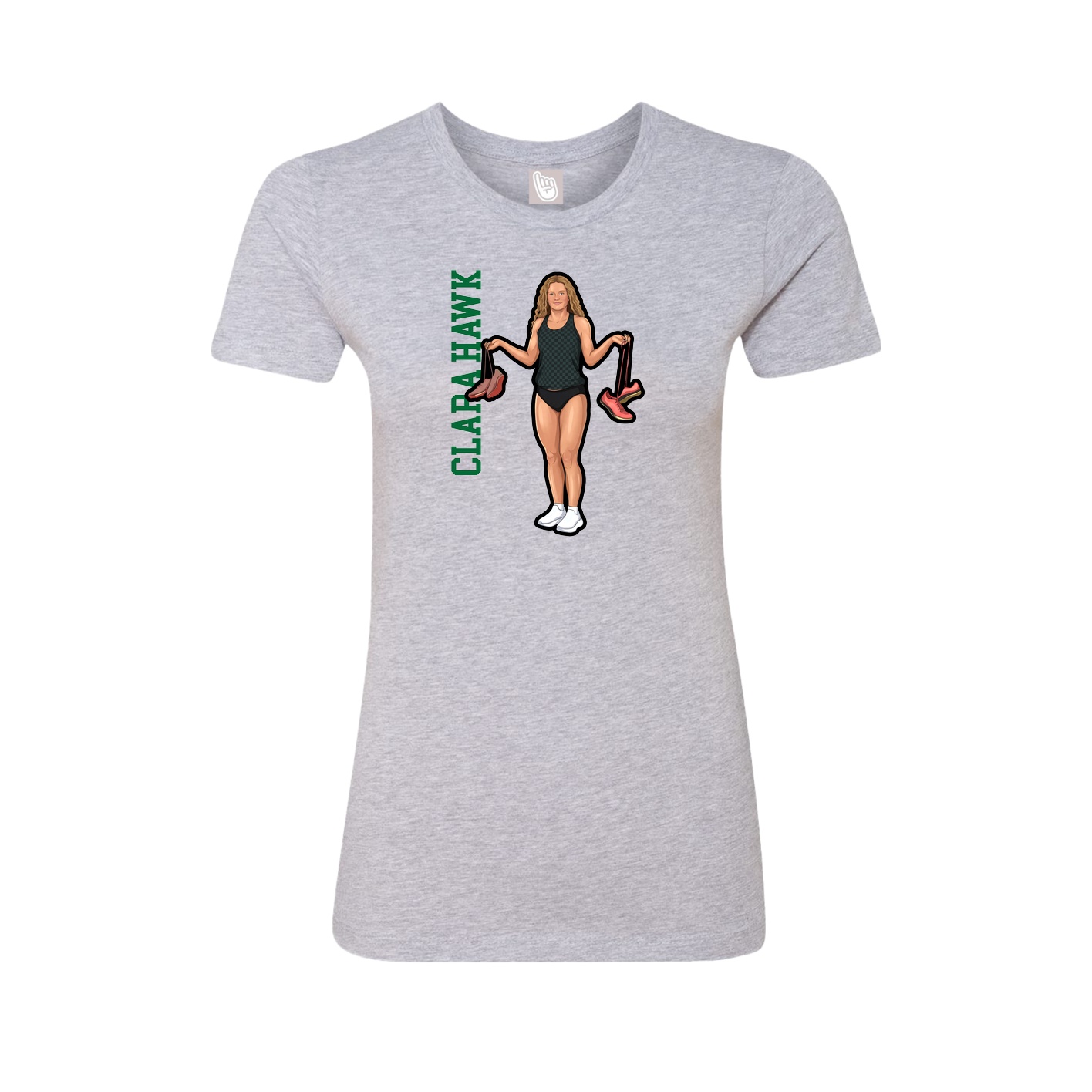 Fitted Women's Tee — Name Vertical in Grey