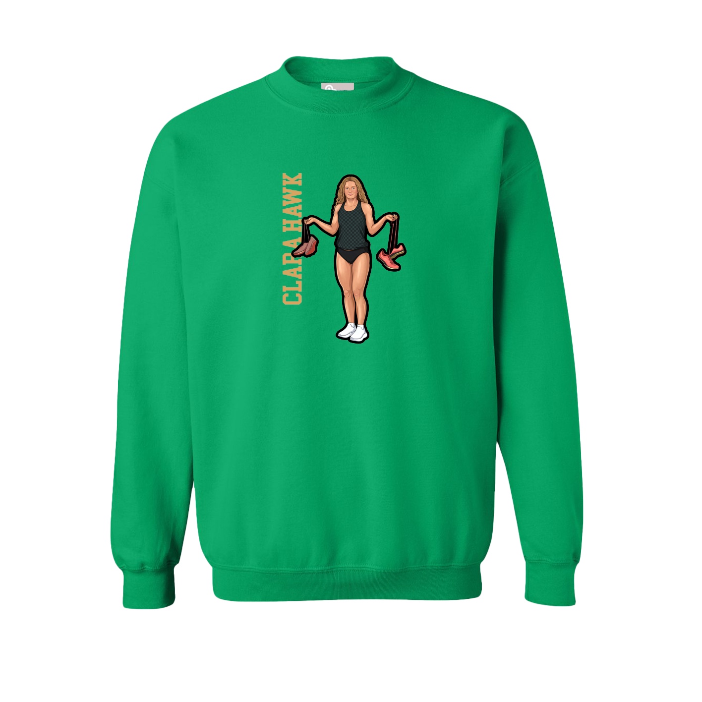 Fleece Crew — Name Vertical in Green