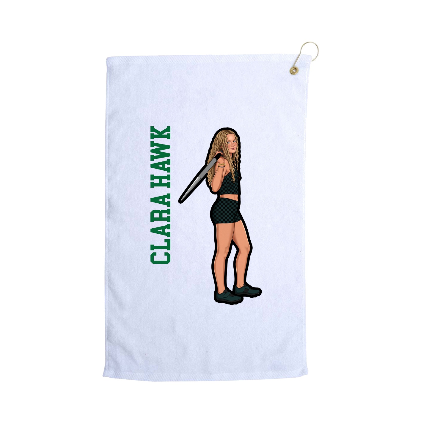 Golf Towel — Name Vertical in White