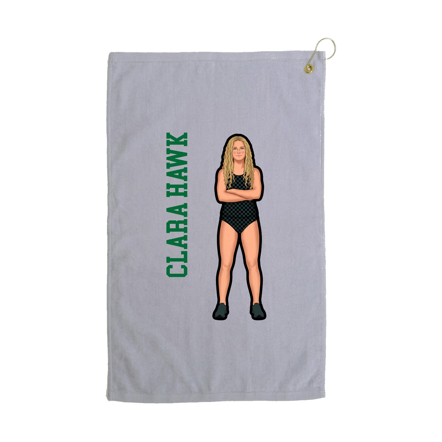 Golf Towel — Name Vertical in Grey