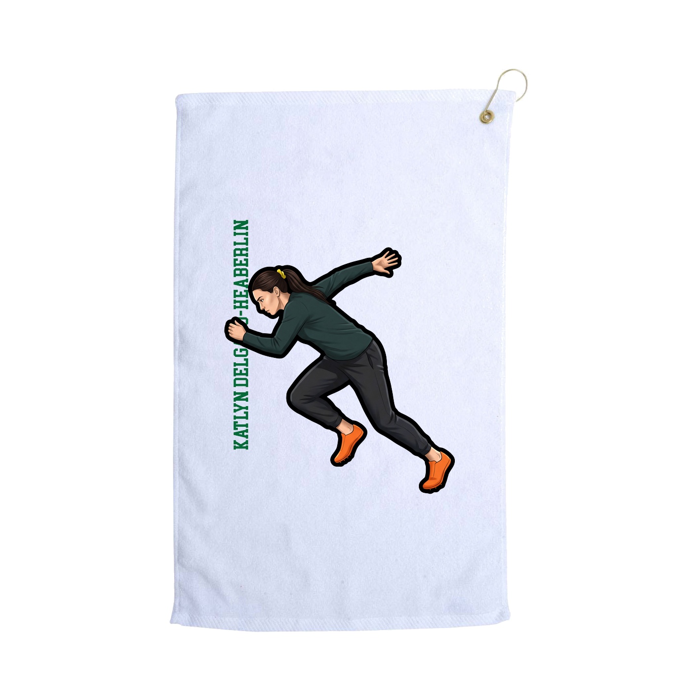 Golf Towel — Name Vertical in White