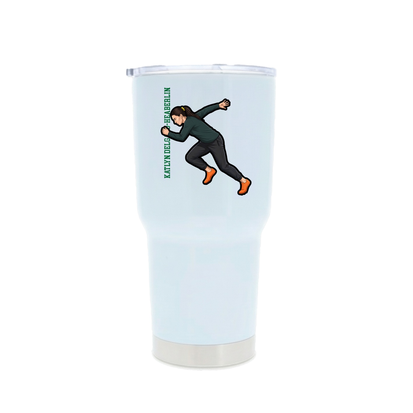 30oz Stainless Steel Tumbler — Name Vertical in White