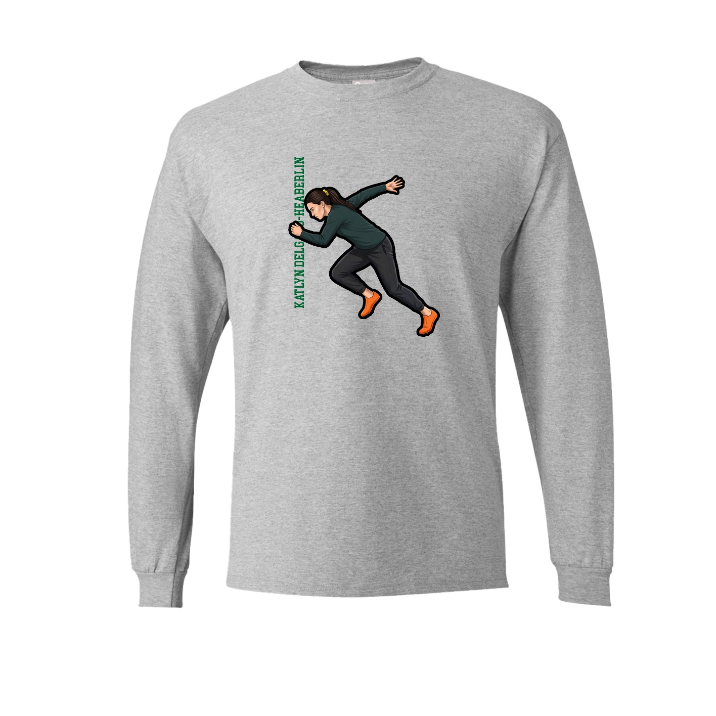 Long Sleeve Tee — Name Vertical in Grey