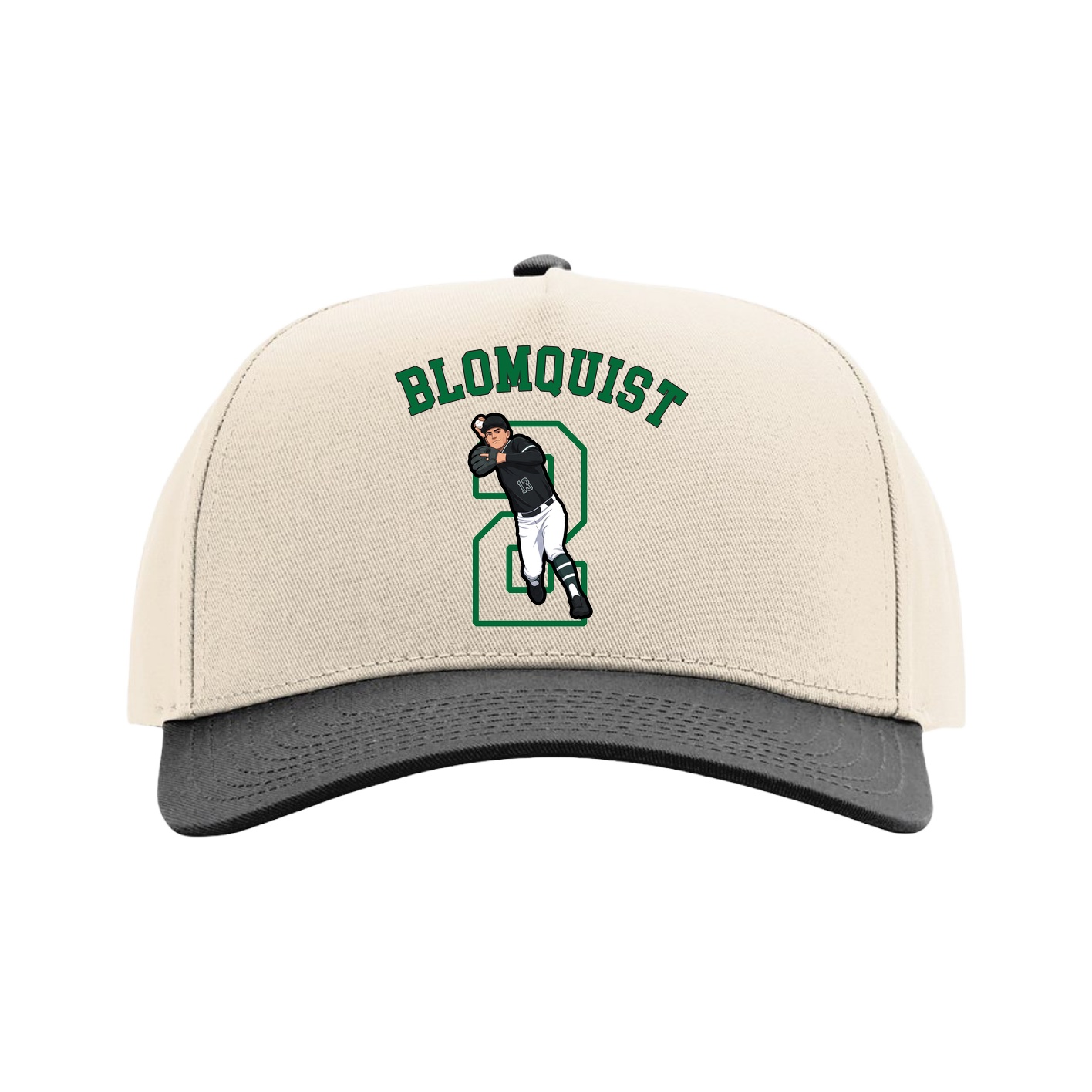 Full Fabric Five-Panel Champ Cap — Shirsey Arch in Cream/Black
