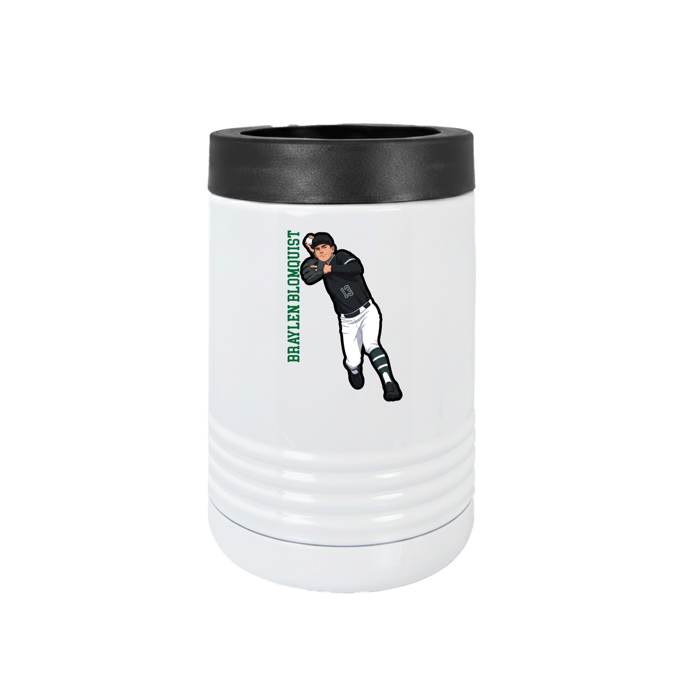 Beverage Holder — Name Vertical in White
