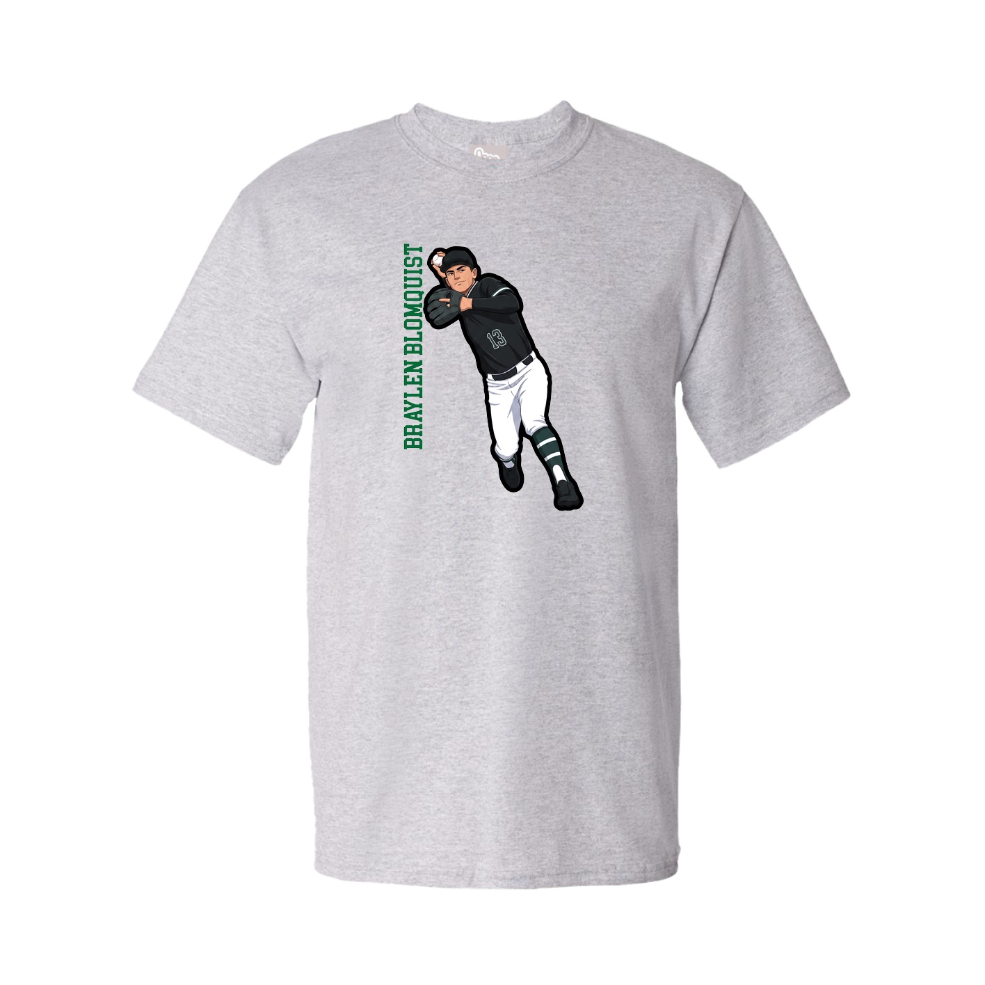Youth Tee — Name Vertical in Grey