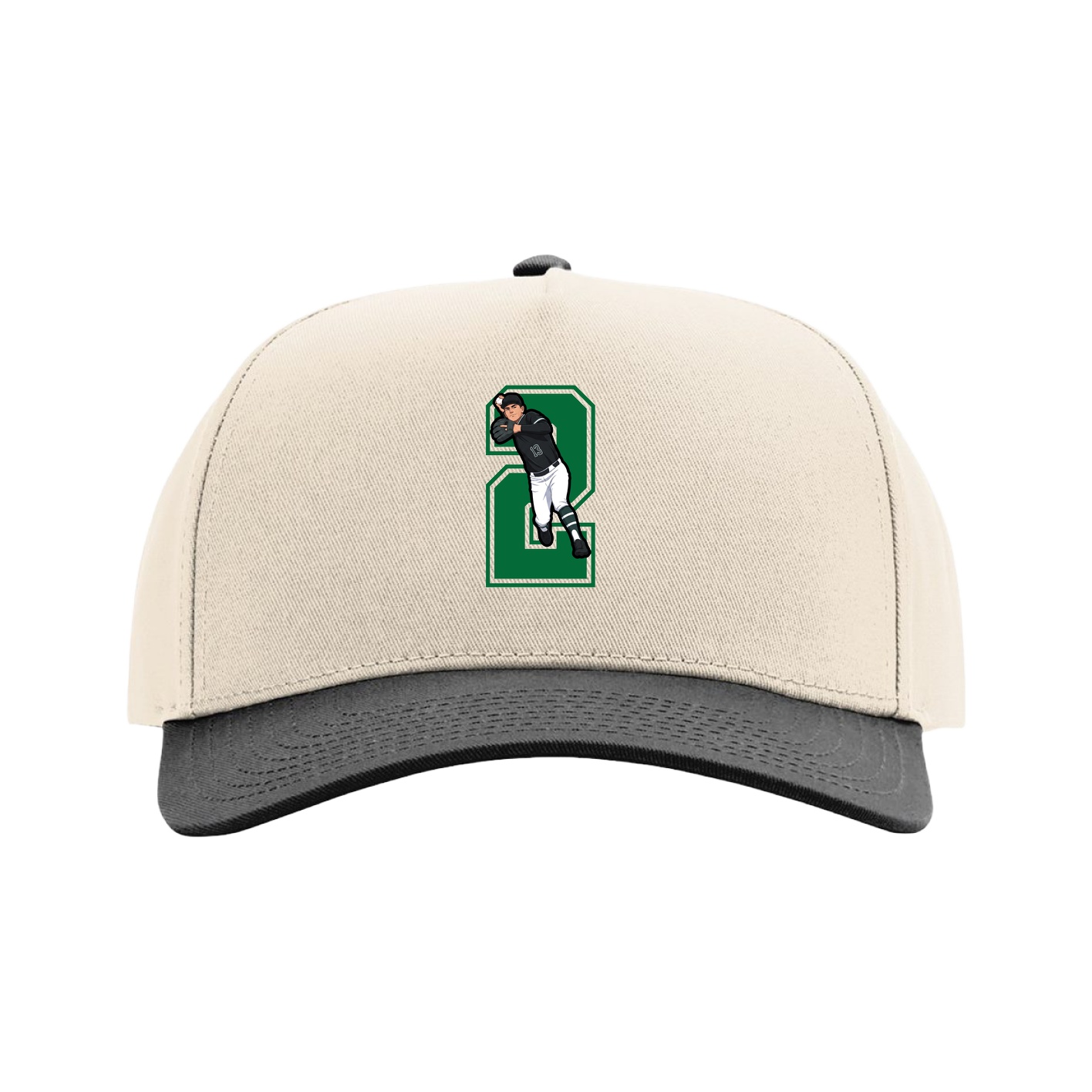 Full Fabric Five-Panel Champ Cap — Number in Cream/Black