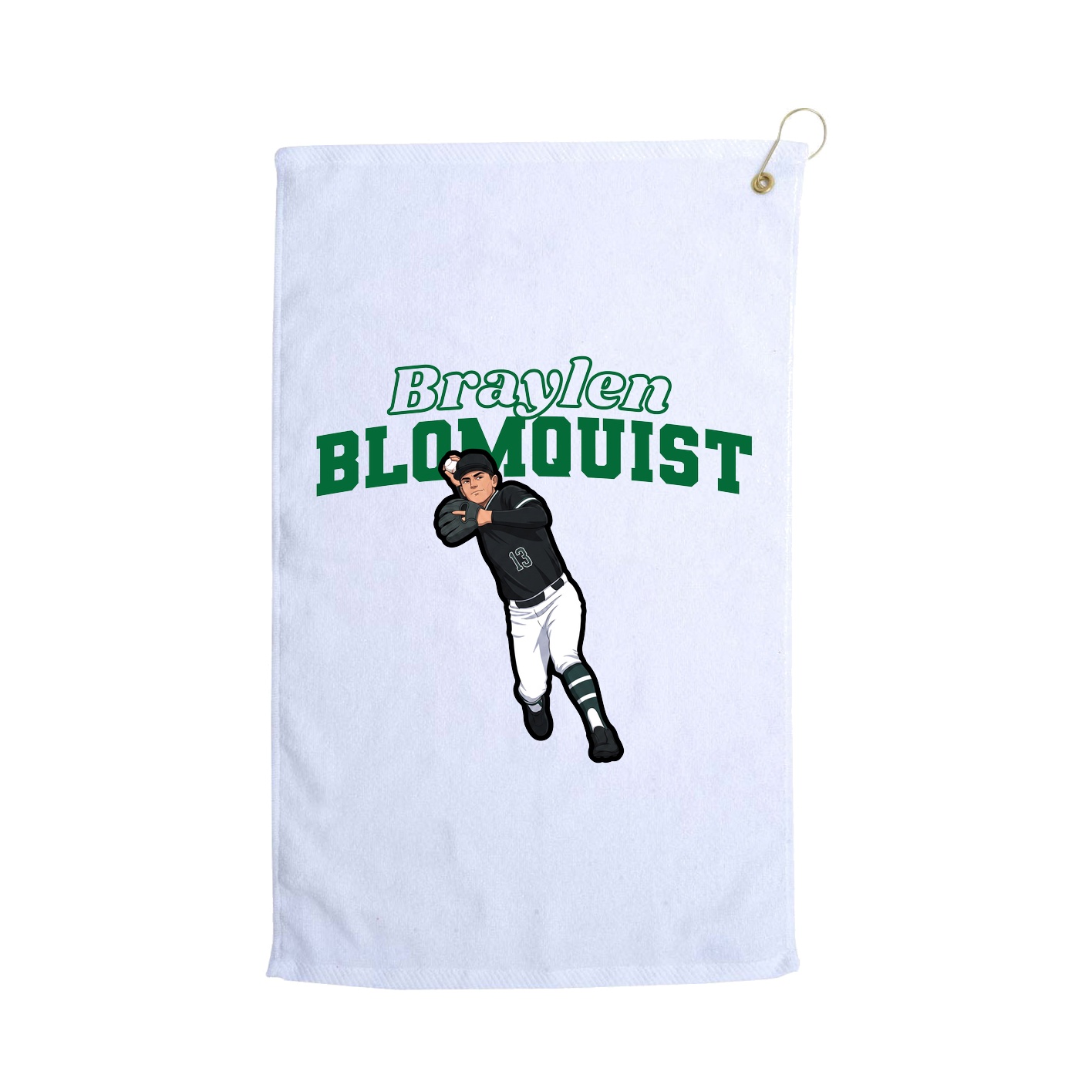 Golf Towel — Name Arch in White