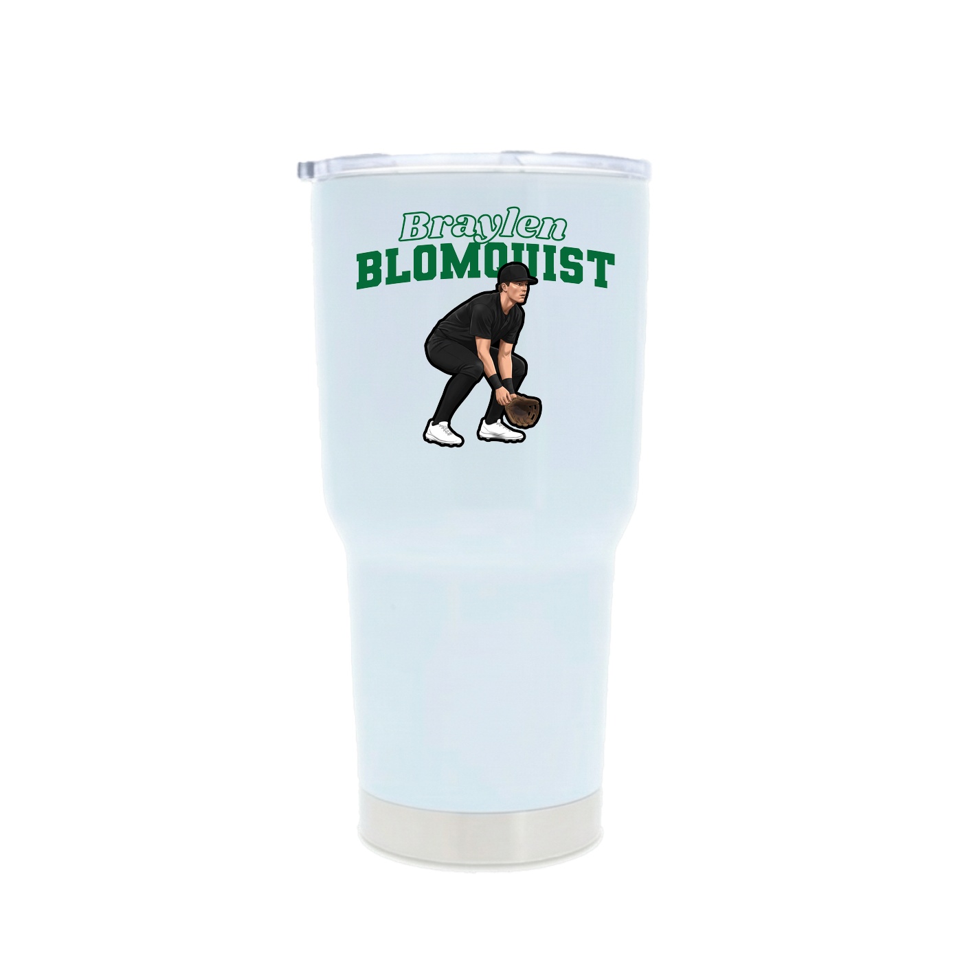 30oz Stainless Steel Tumbler — Name Arch in White