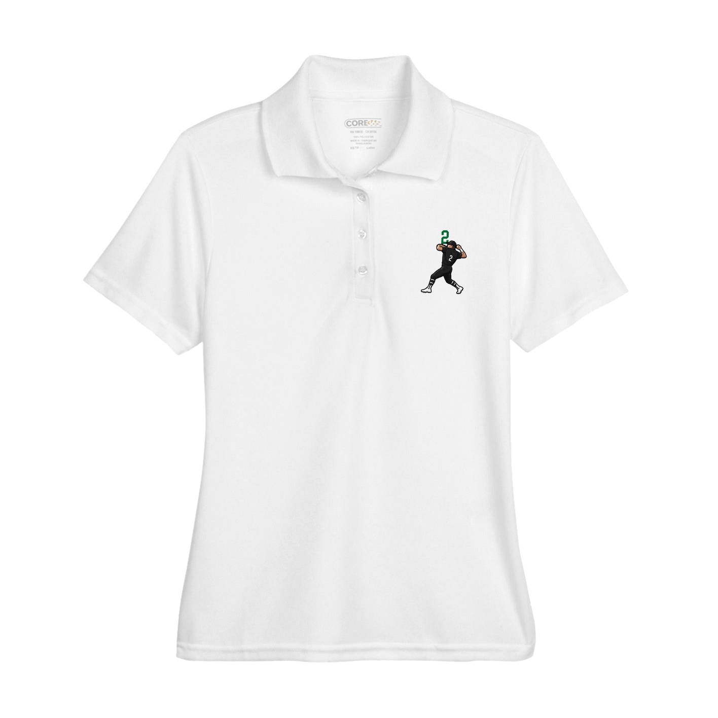 Womens Performance Polo — Number Top in White