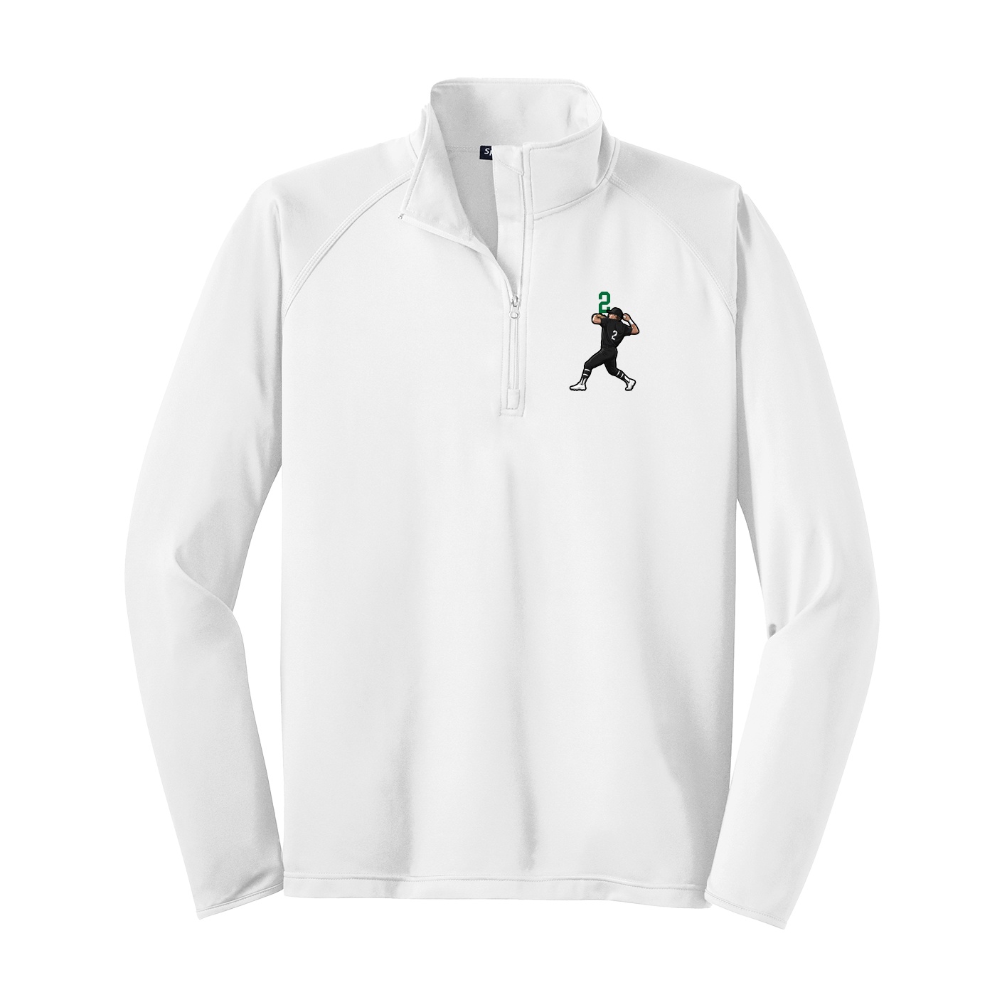 Q-Zip Pullover — Number Top in White