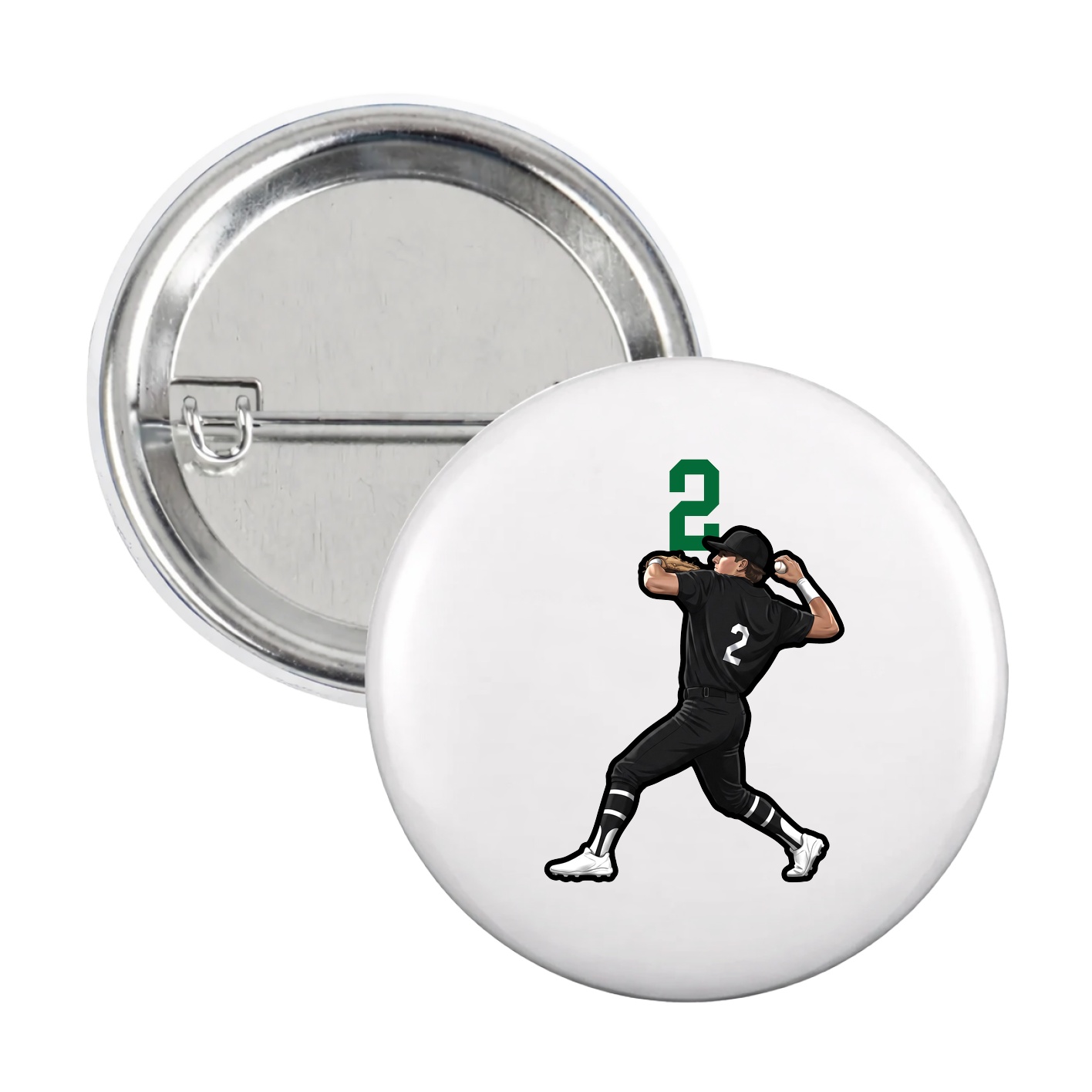 Game Day Button — Number Top in White