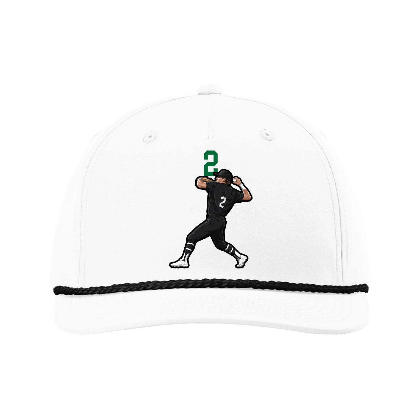 Five-Panel Classic Rope Cap — Number Top in White