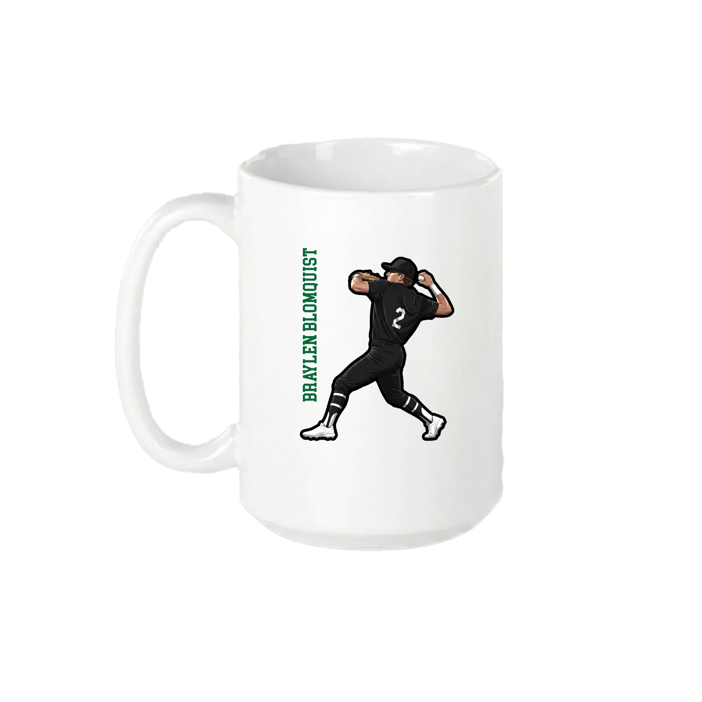 15oz Coffee Mug — Name Vertical in White