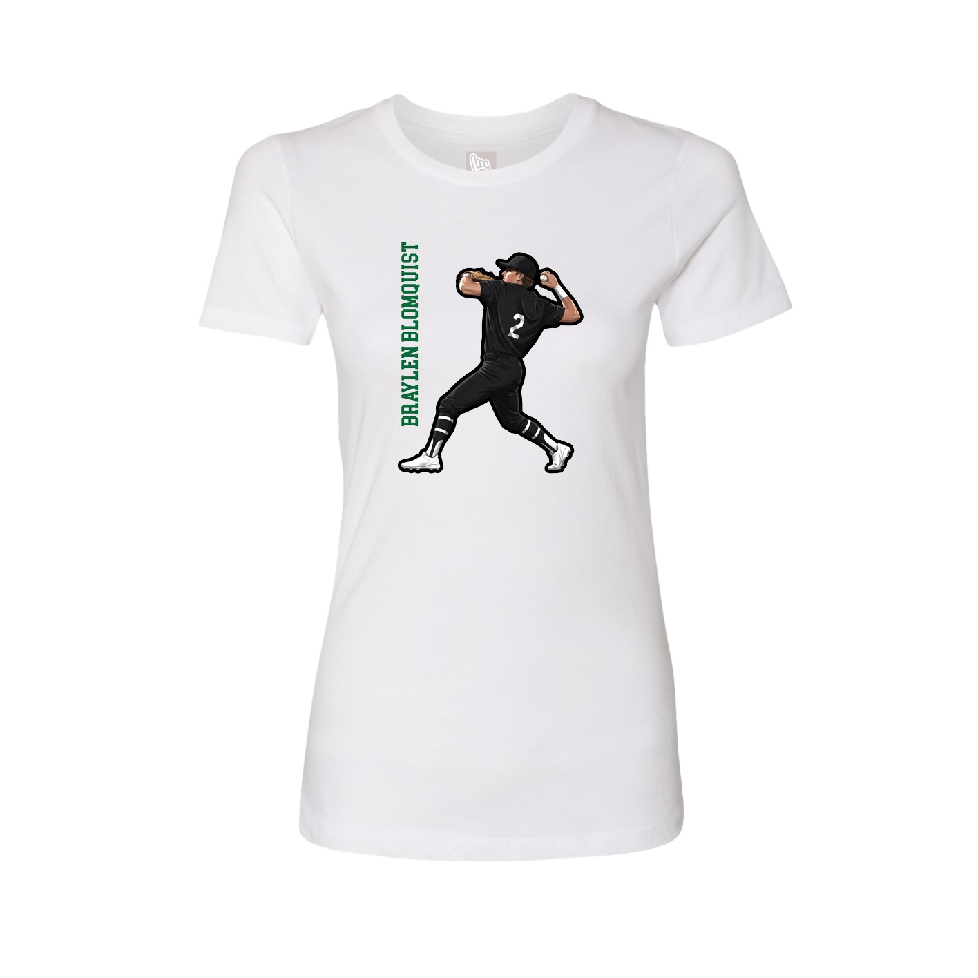 Womens Tee — Name Vertical in White