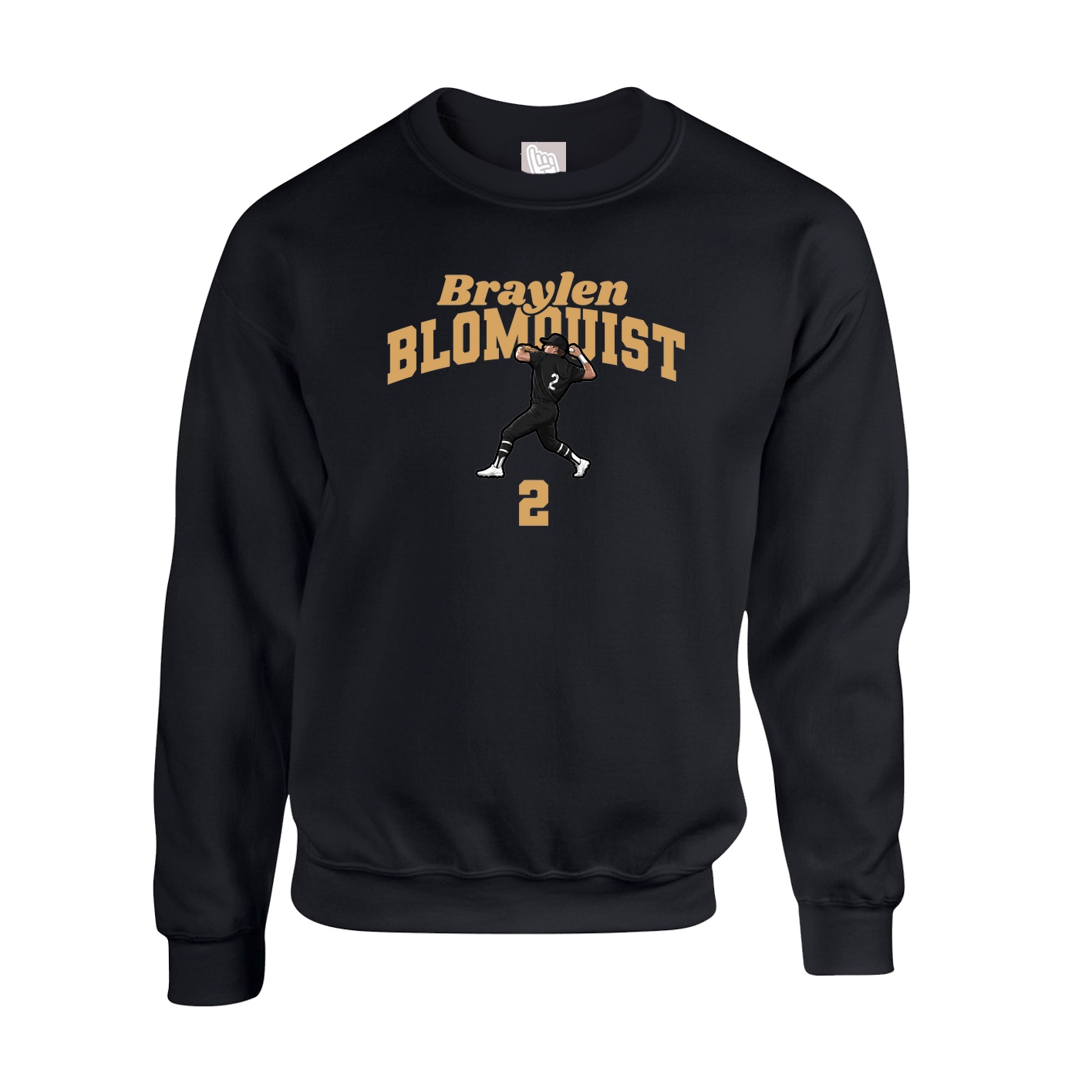 Fleece Crew — Signature Arch in Black