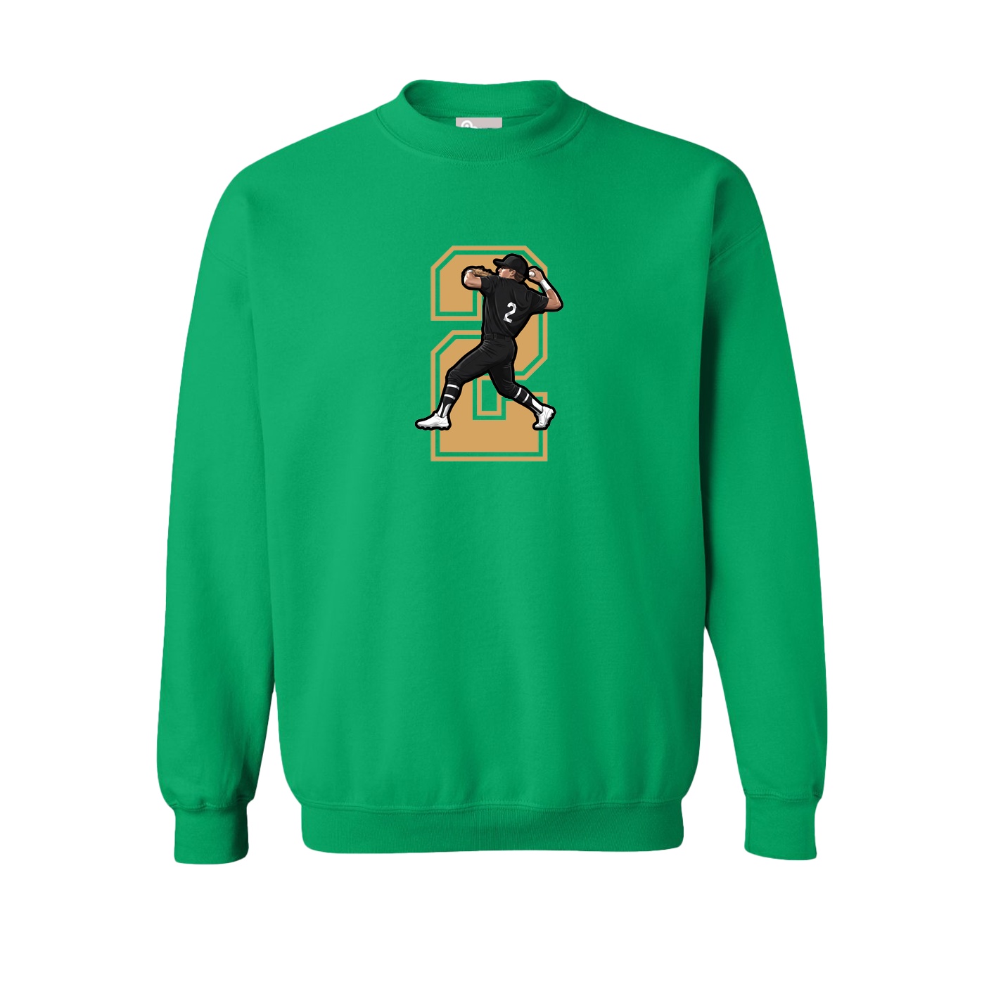 Fleece Crew — Number in Green