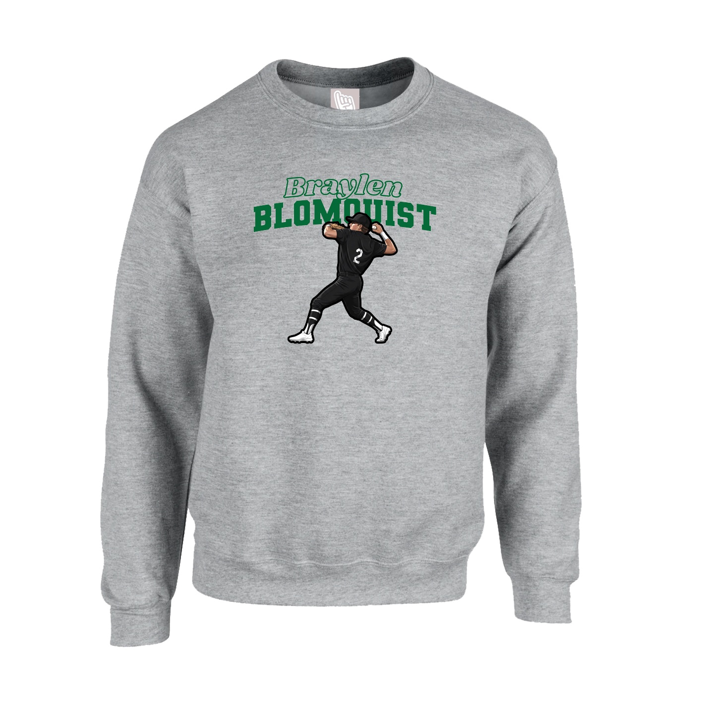 Fleece Crew — Name Arch in Grey