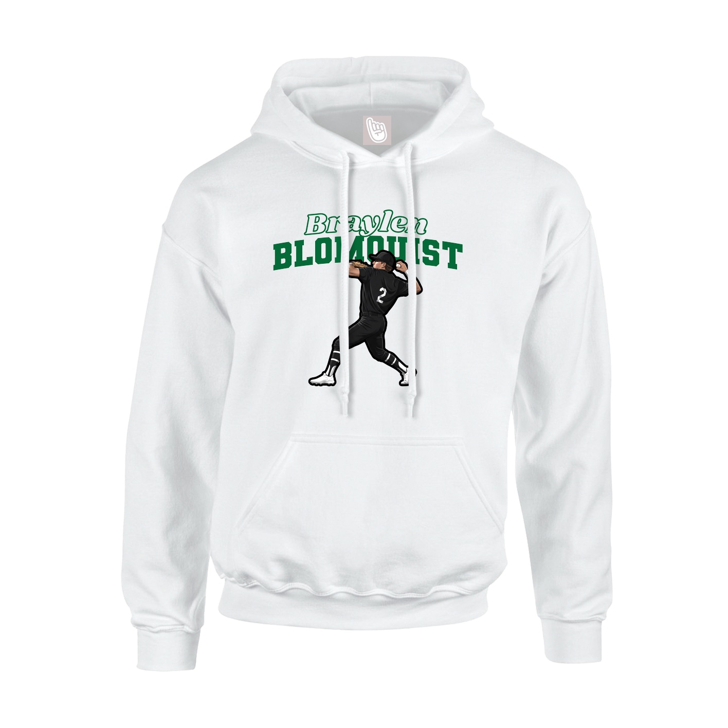 Youth Hoodie — Name Arch in White