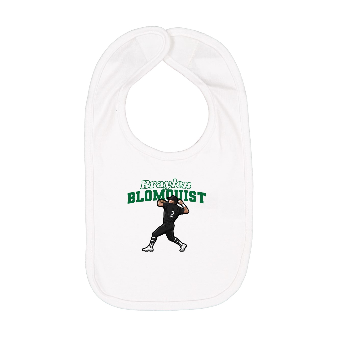 Infant Bib — Name Arch in White