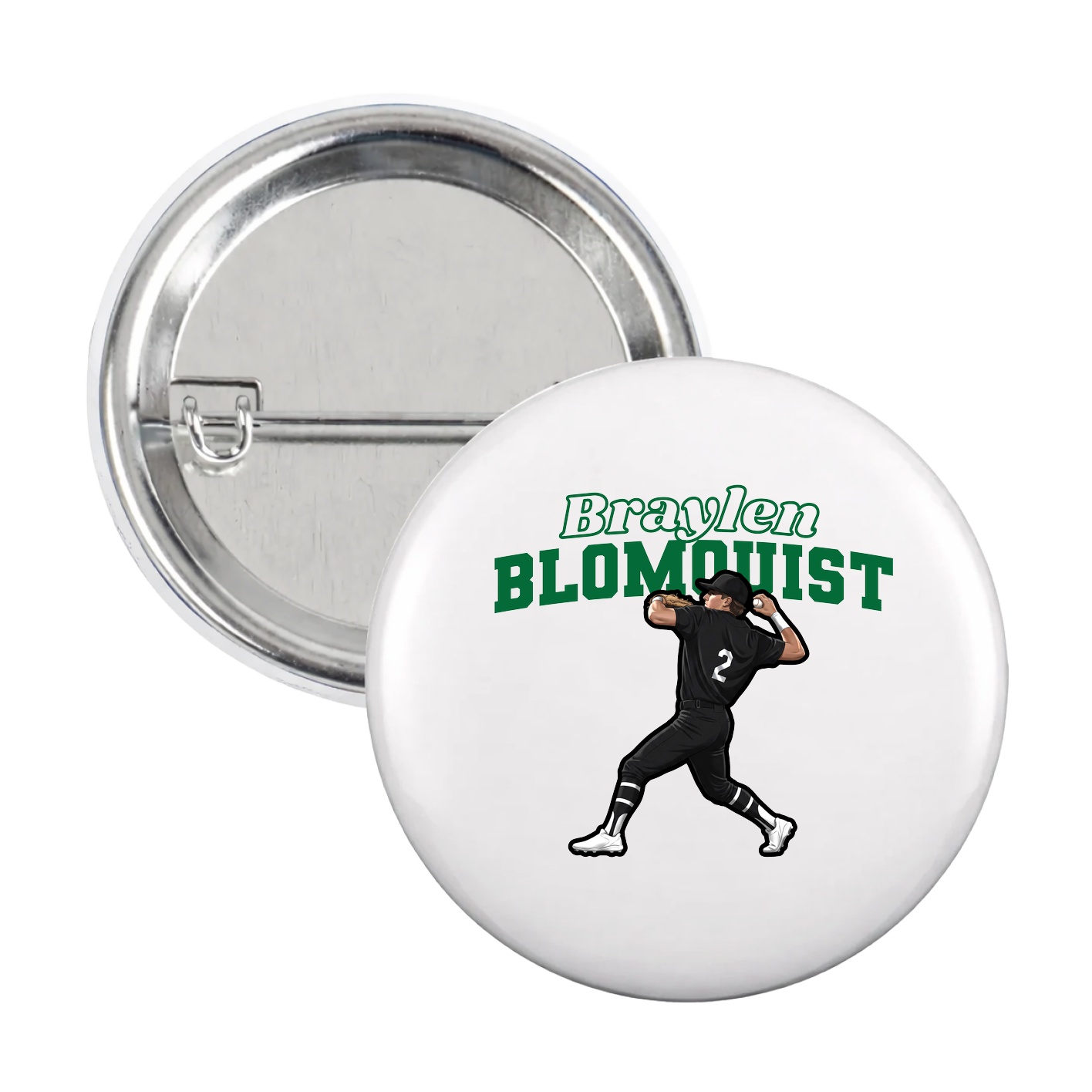 Game Day Button — Name Arch in White