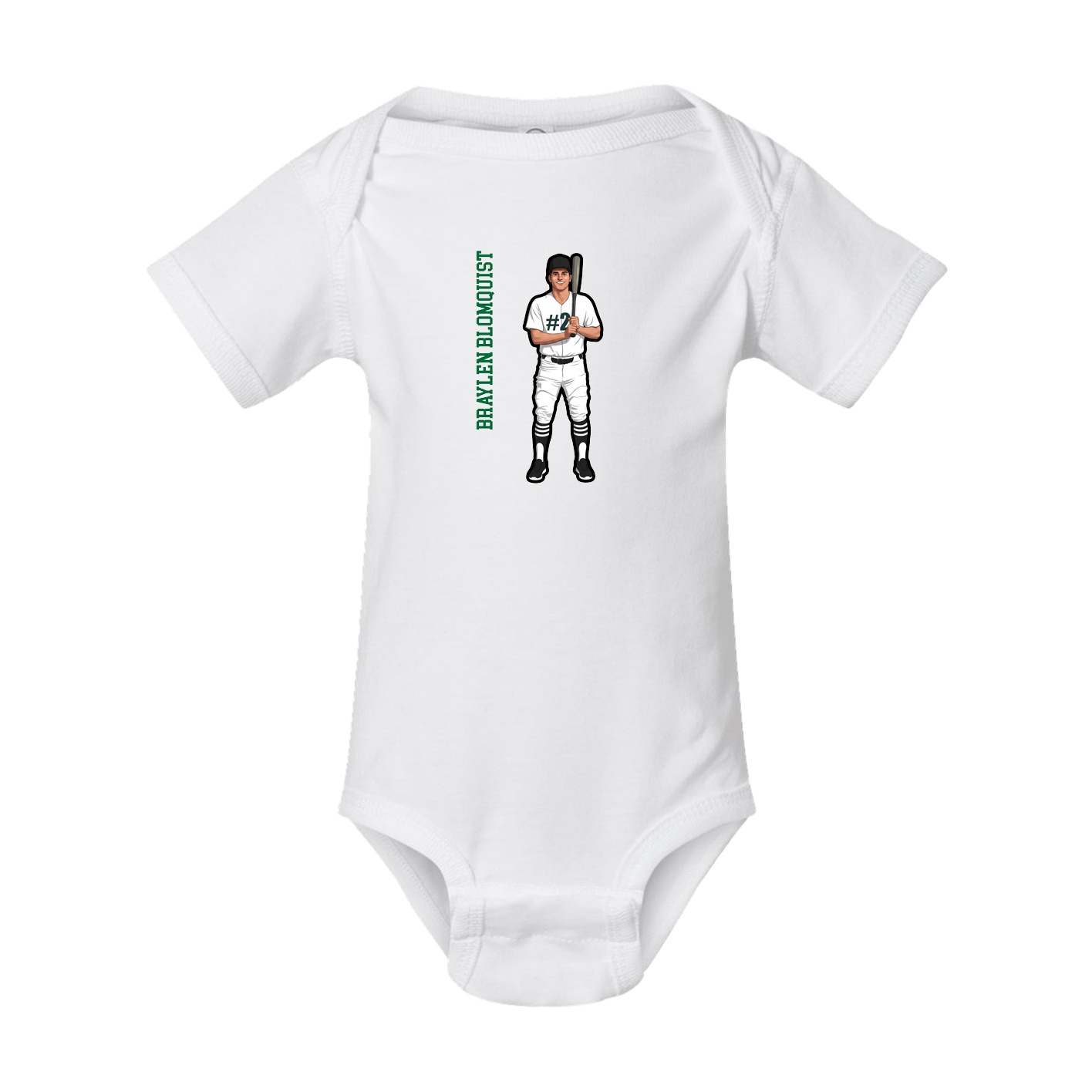 Baby Onesie — Name Vertical in White