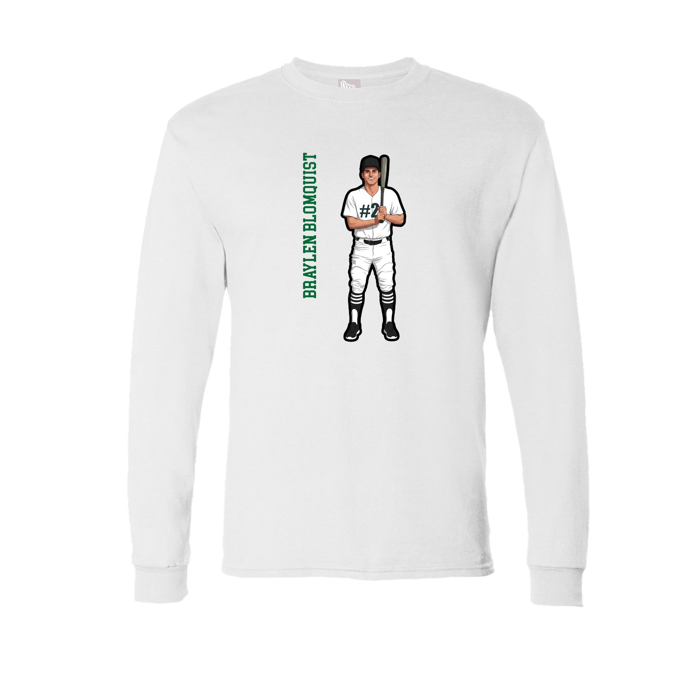 Long Sleeve Tee — Name Vertical in White