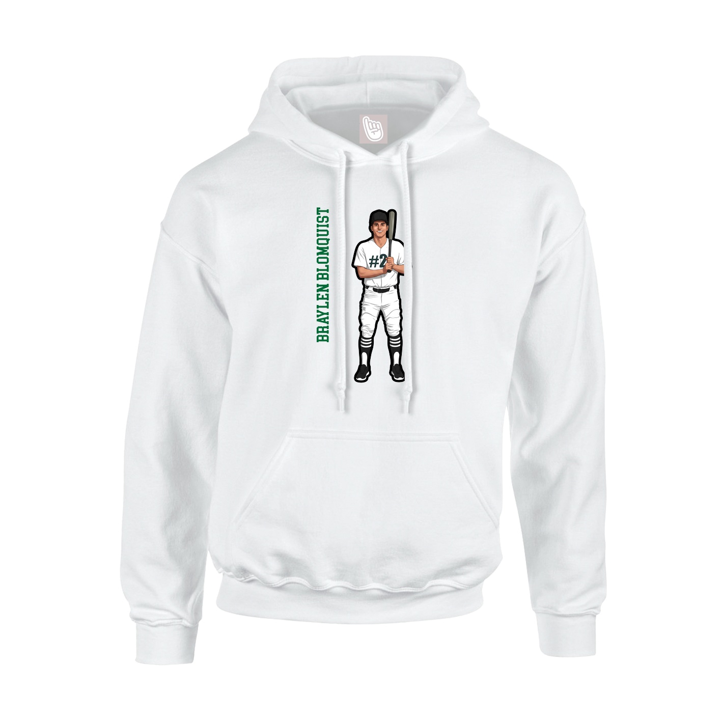 Youth Hoodie — Name Vertical in White