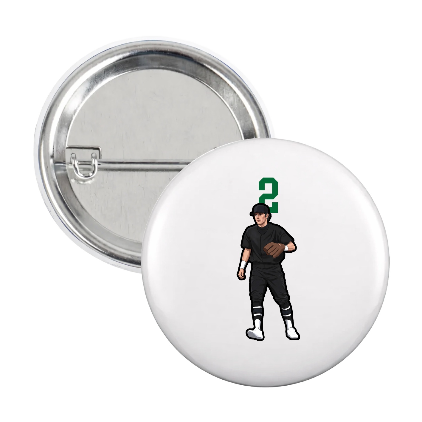 Game Day Button — Number Top in White