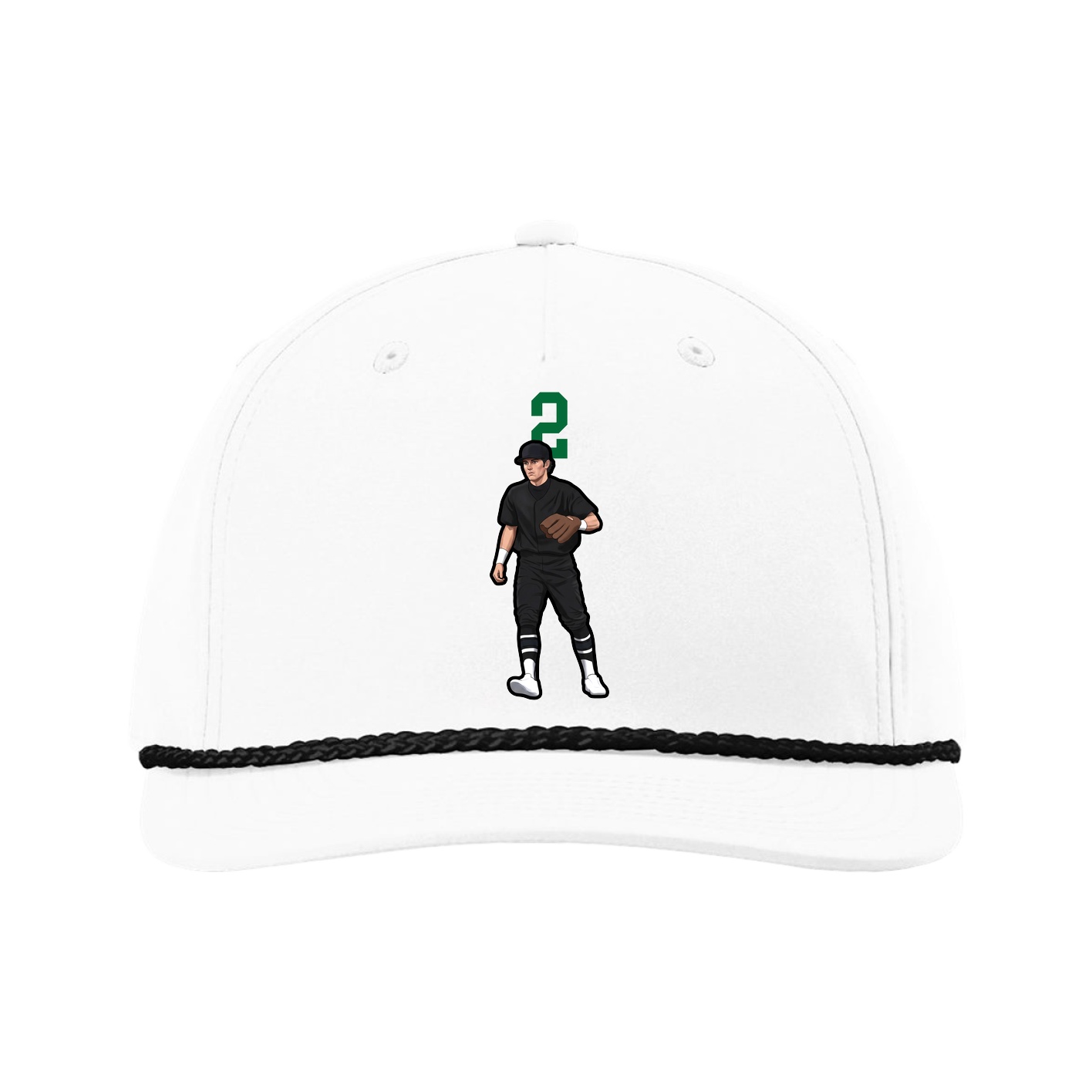Five-Panel Classic Rope Cap — Number Top in White