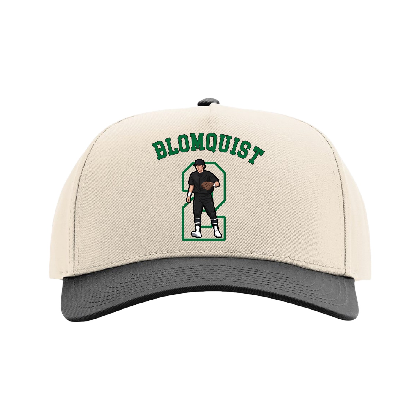 Full Fabric Five-Panel Champ Cap — Shirsey Arch in Cream/Black