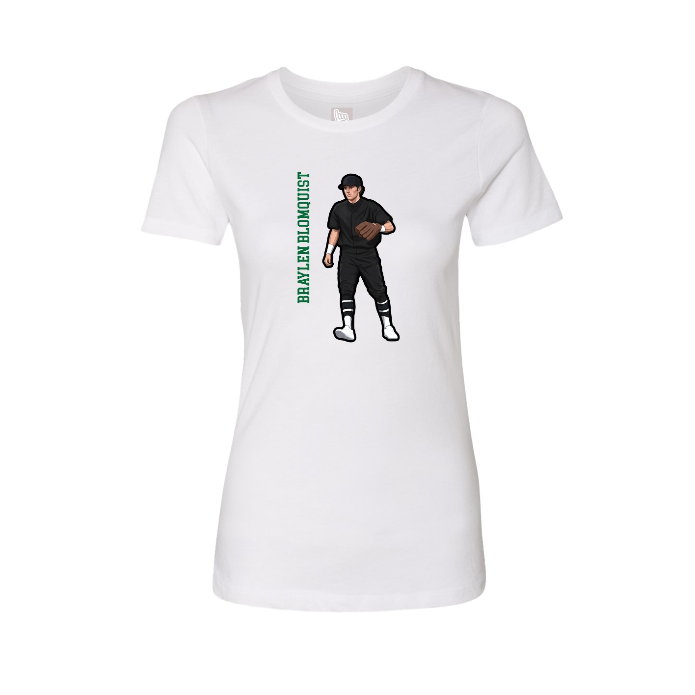 Womens Tee — Name Vertical in White