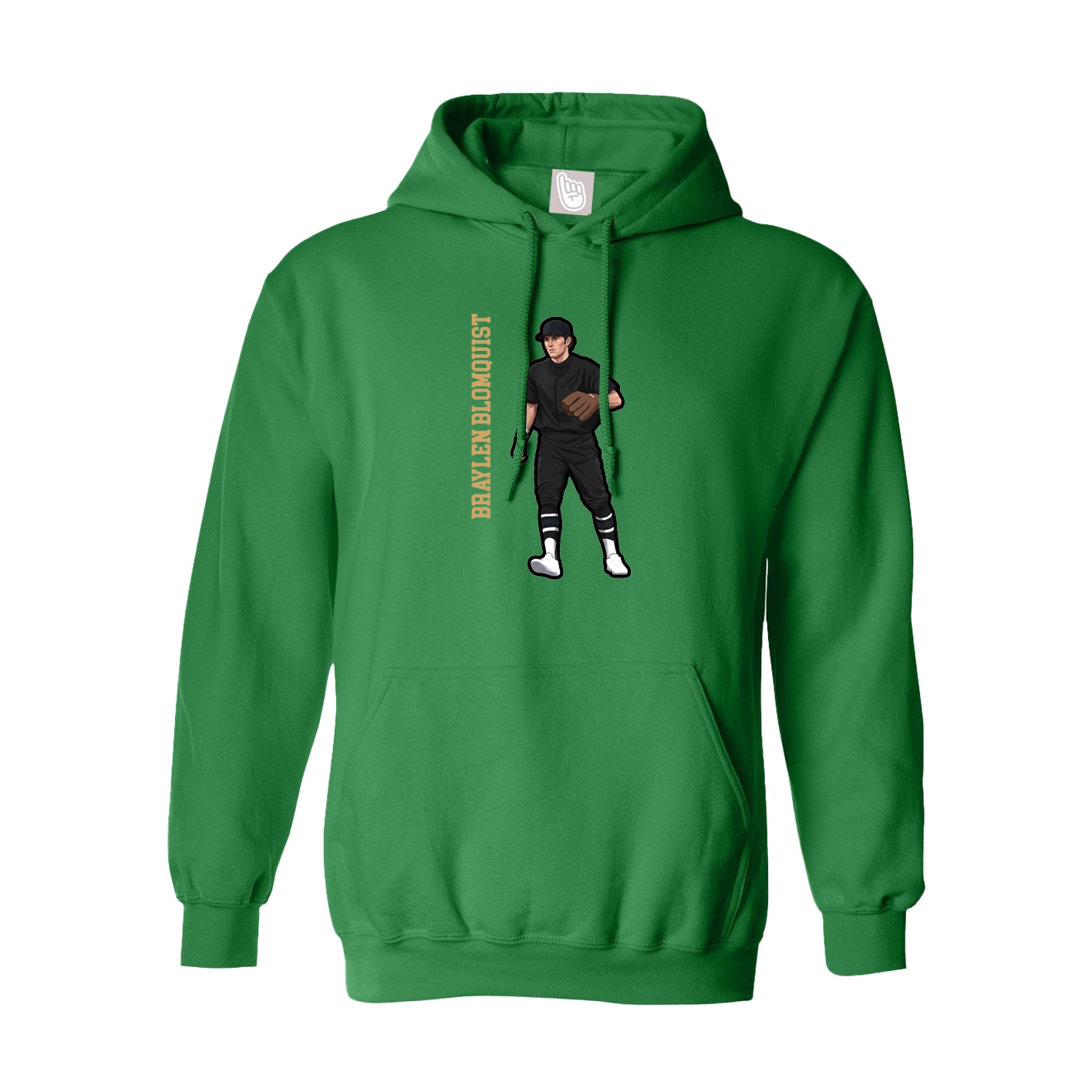Youth Hoodie — Name Vertical in Green