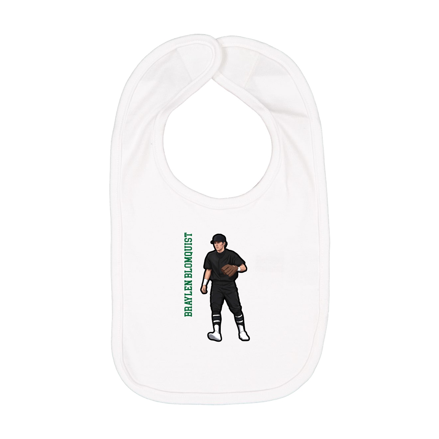 Infant Bib — Name Vertical in White