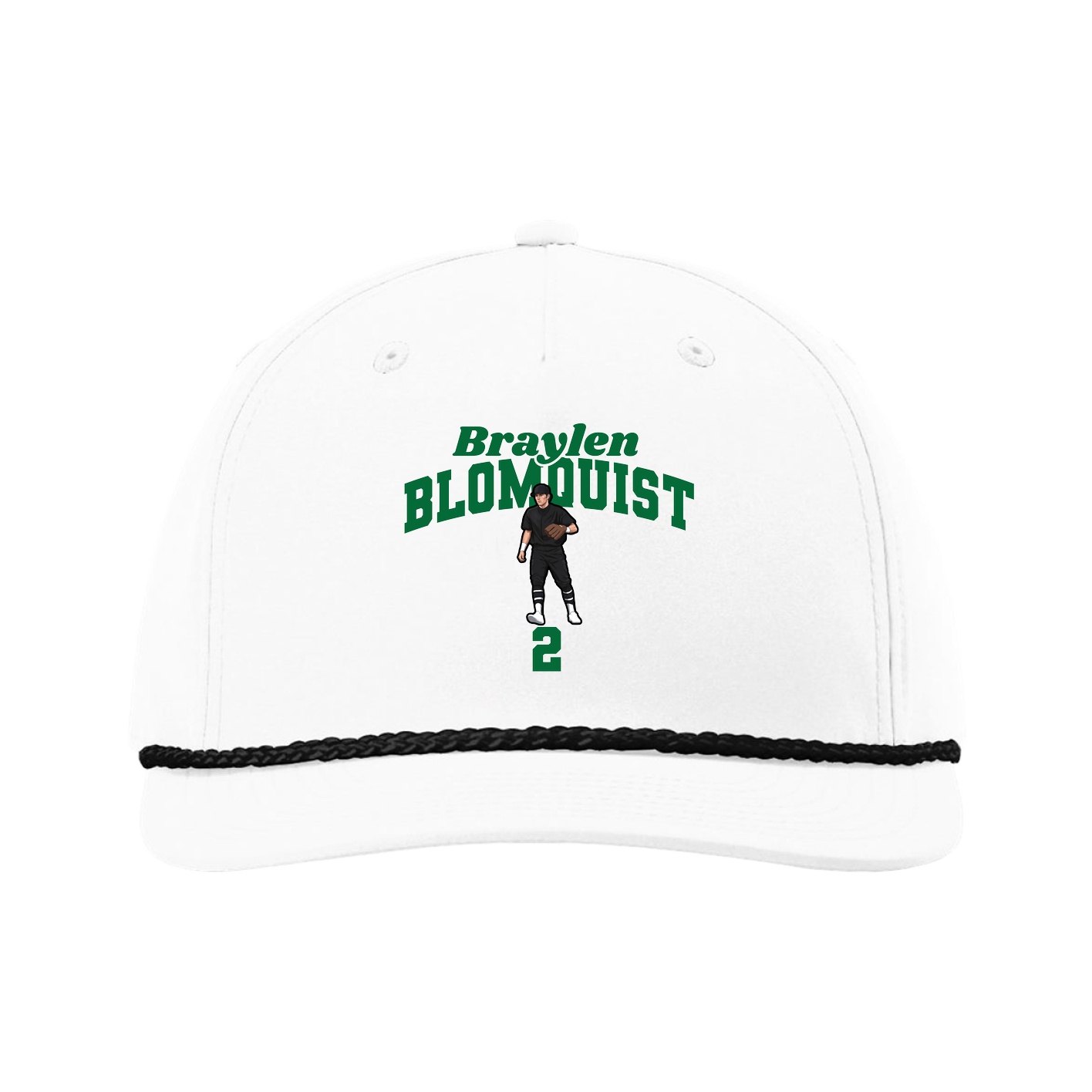 Five-Panel Classic Rope Cap — Signature Arch in White