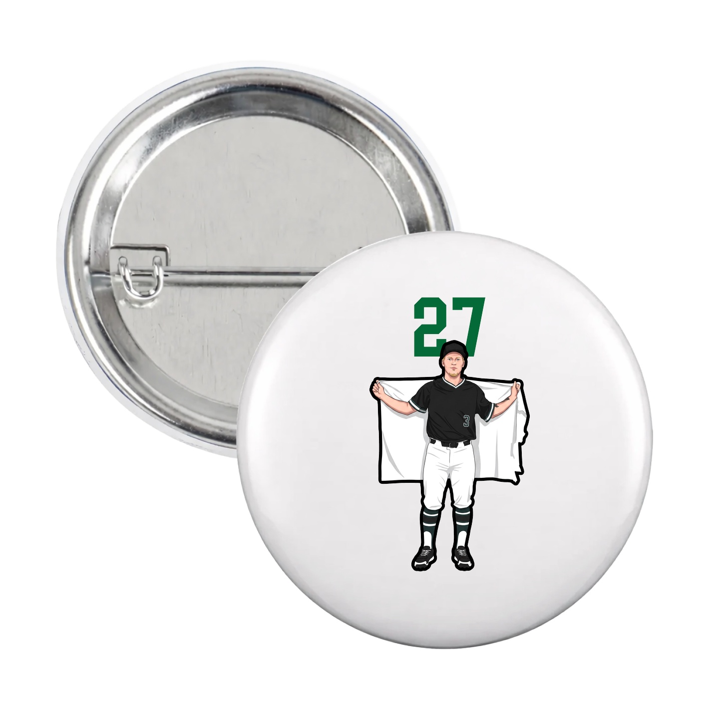 Game Day Button — Number Top in White