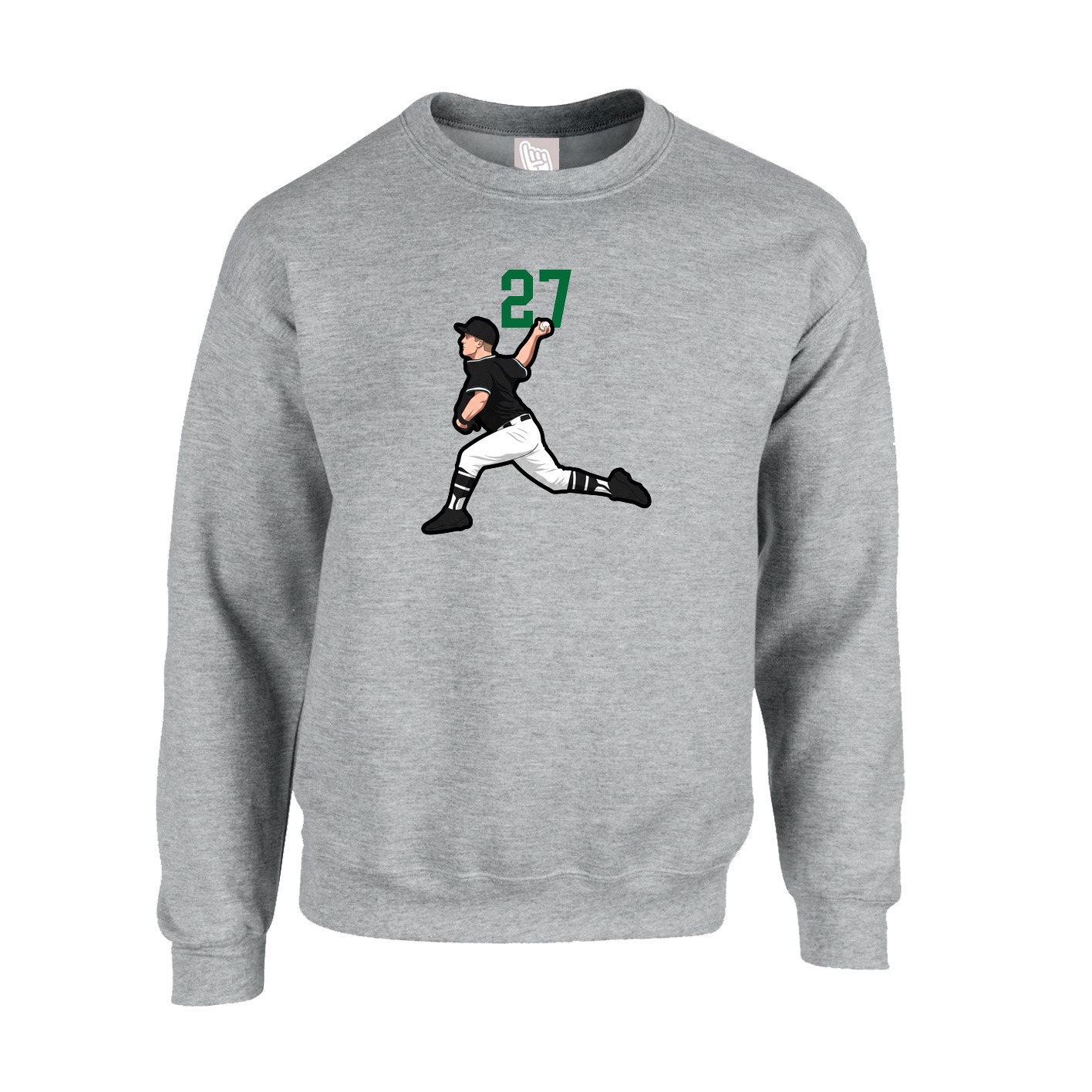 Fleece Crew — Number Top in Grey