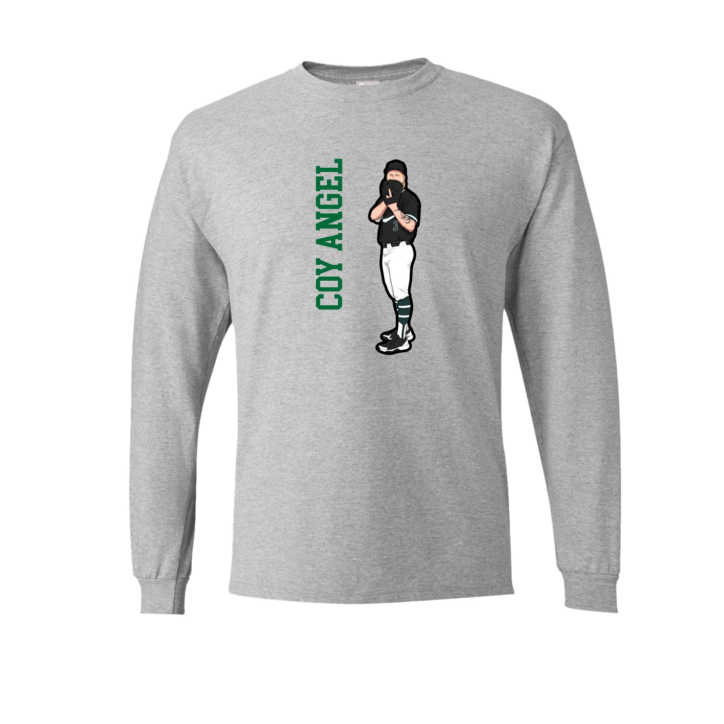 Long Sleeve Tee — Name Vertical in Grey