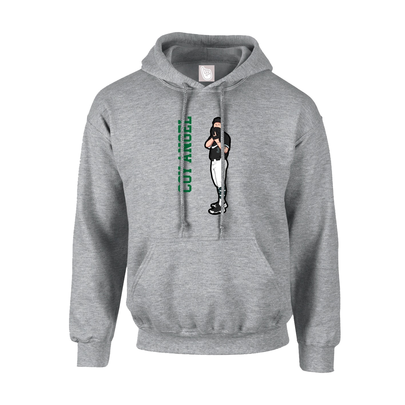 Youth Hoodie — Name Vertical in Grey