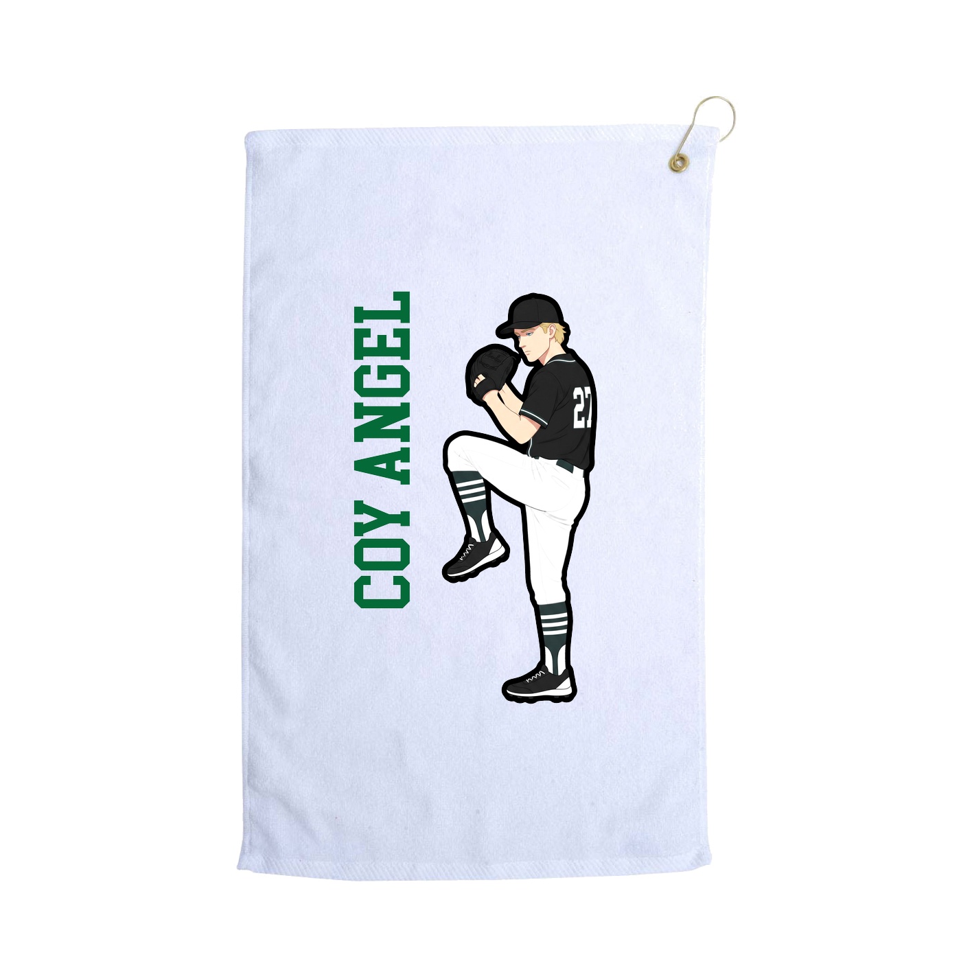 Golf Towel — Name Vertical in White