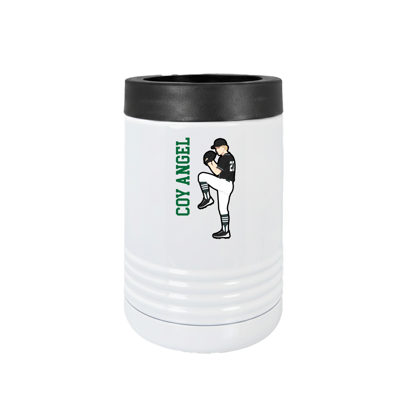 Beverage Holder — Name Vertical in White