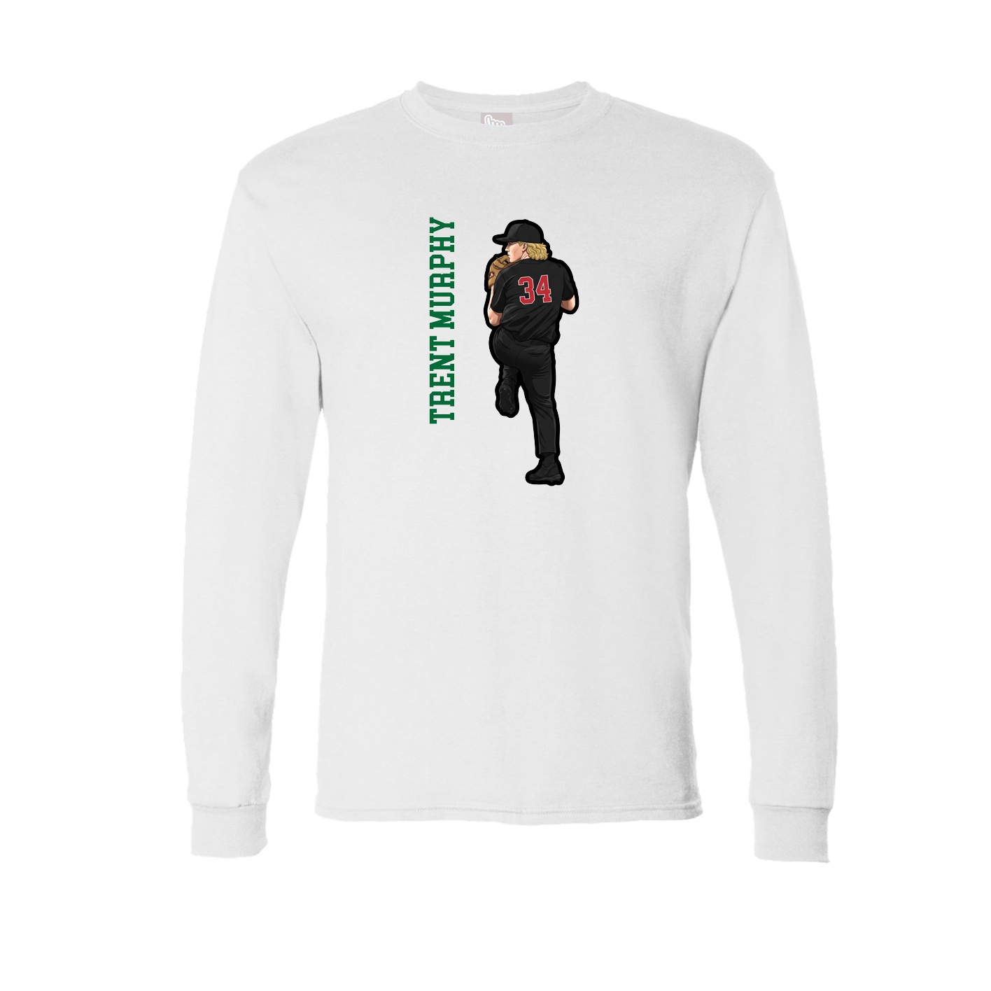 Long Sleeve Tee — Name Vertical in White