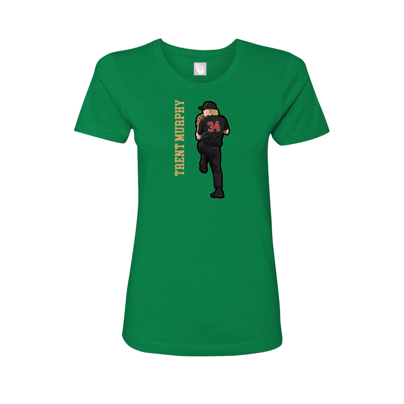 Fitted Women's Tee — Name Vertical in Green