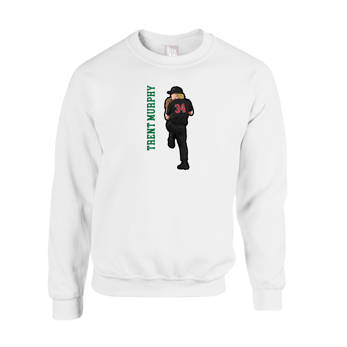 Fleece Crew — Name Vertical in White