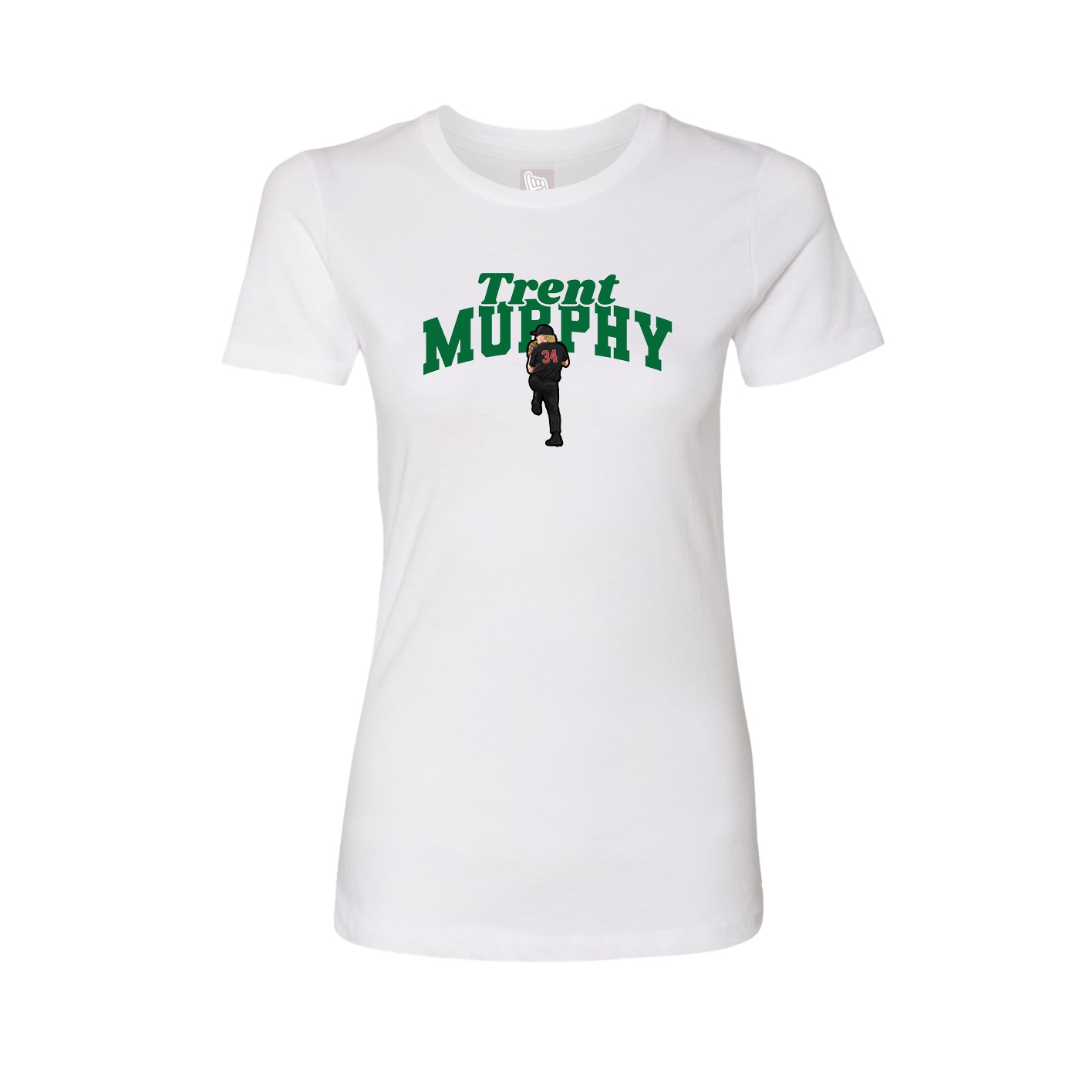 Fitted Women's Tee — Signature Arch in White