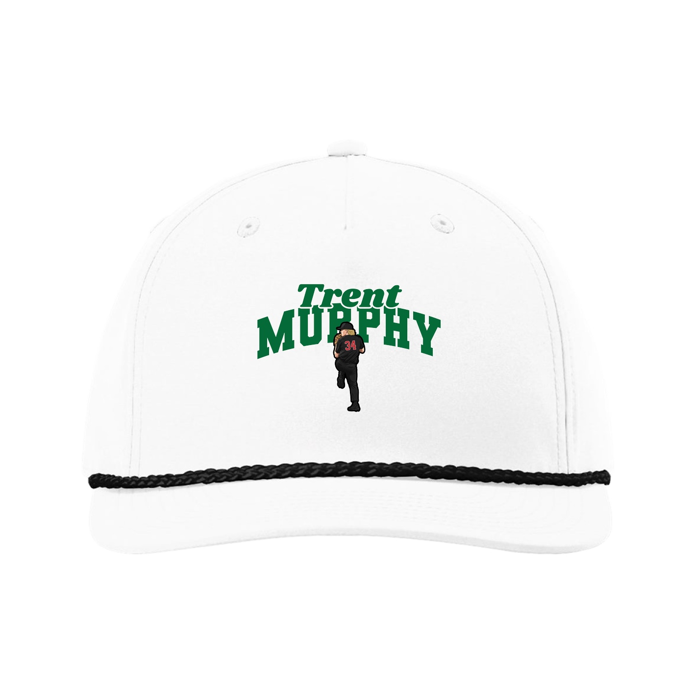 Five-Panel Classic Rope Cap — Signature Arch in White
