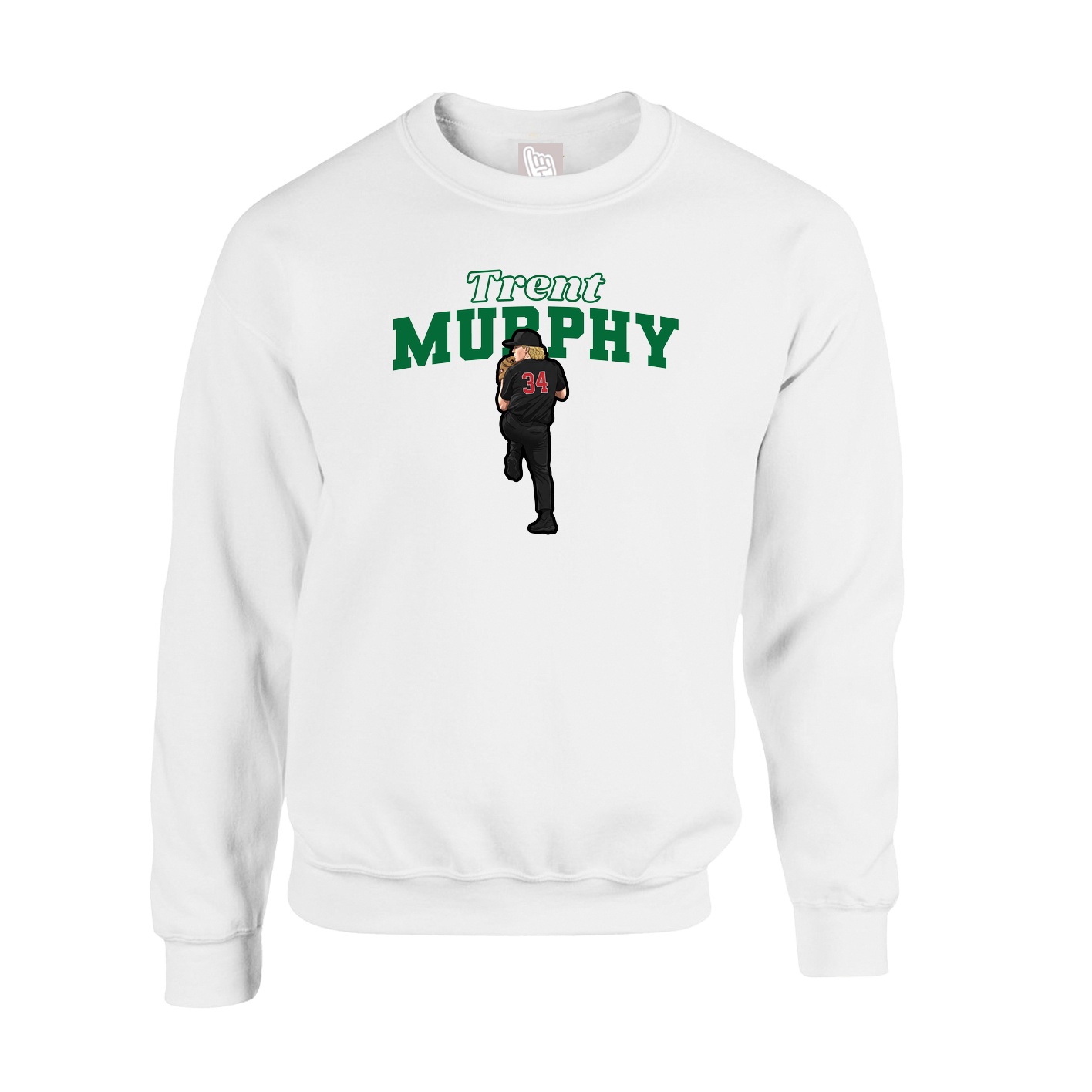 Fleece Crew — Name Arch in White