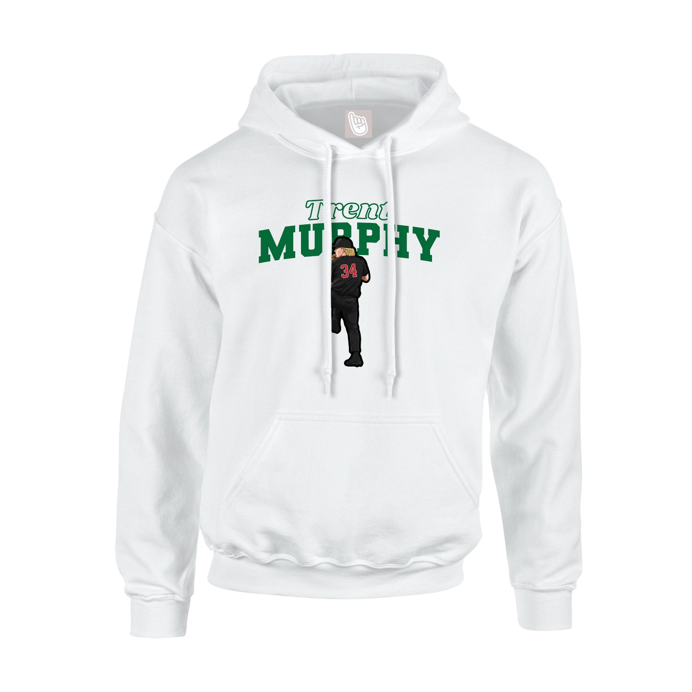 Youth Hoodie — Name Arch in White