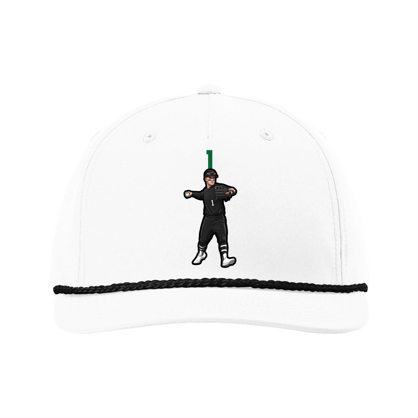 Five-Panel Classic Rope Cap — Number Top in White